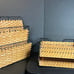 Matching Vintage Woven Wicker Metal Wall Letter Caddy & Desk File Organizer