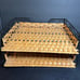 Matching Vintage Woven Wicker Metal Wall Letter Caddy & Desk File Organizer
