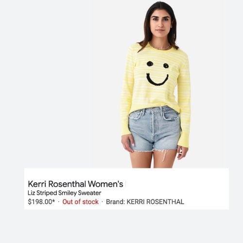Kerri Rosenthal Smiley Sweater in Yellow/White Stripes Size Medium Retail 196