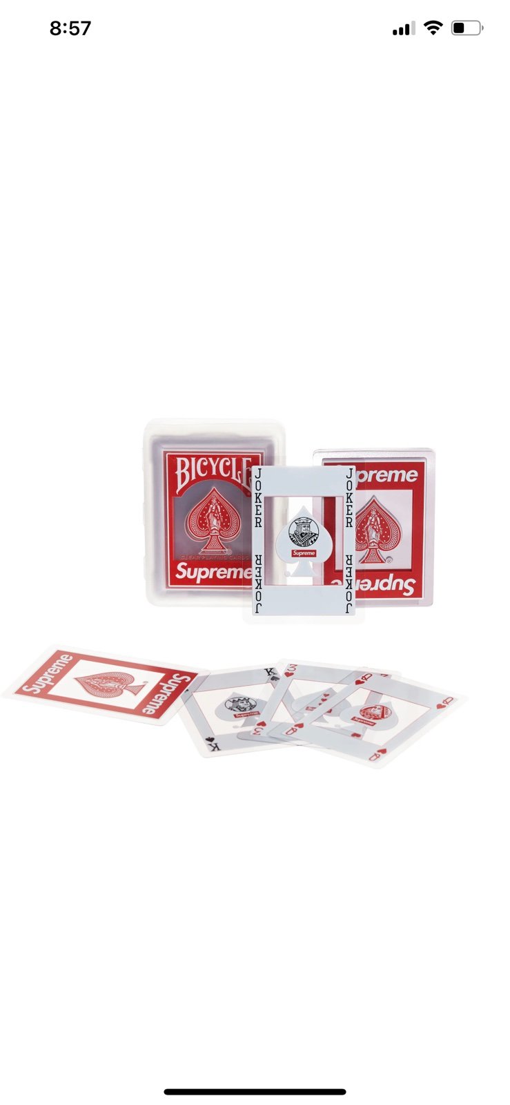 Supreme bicycle clear playing cards