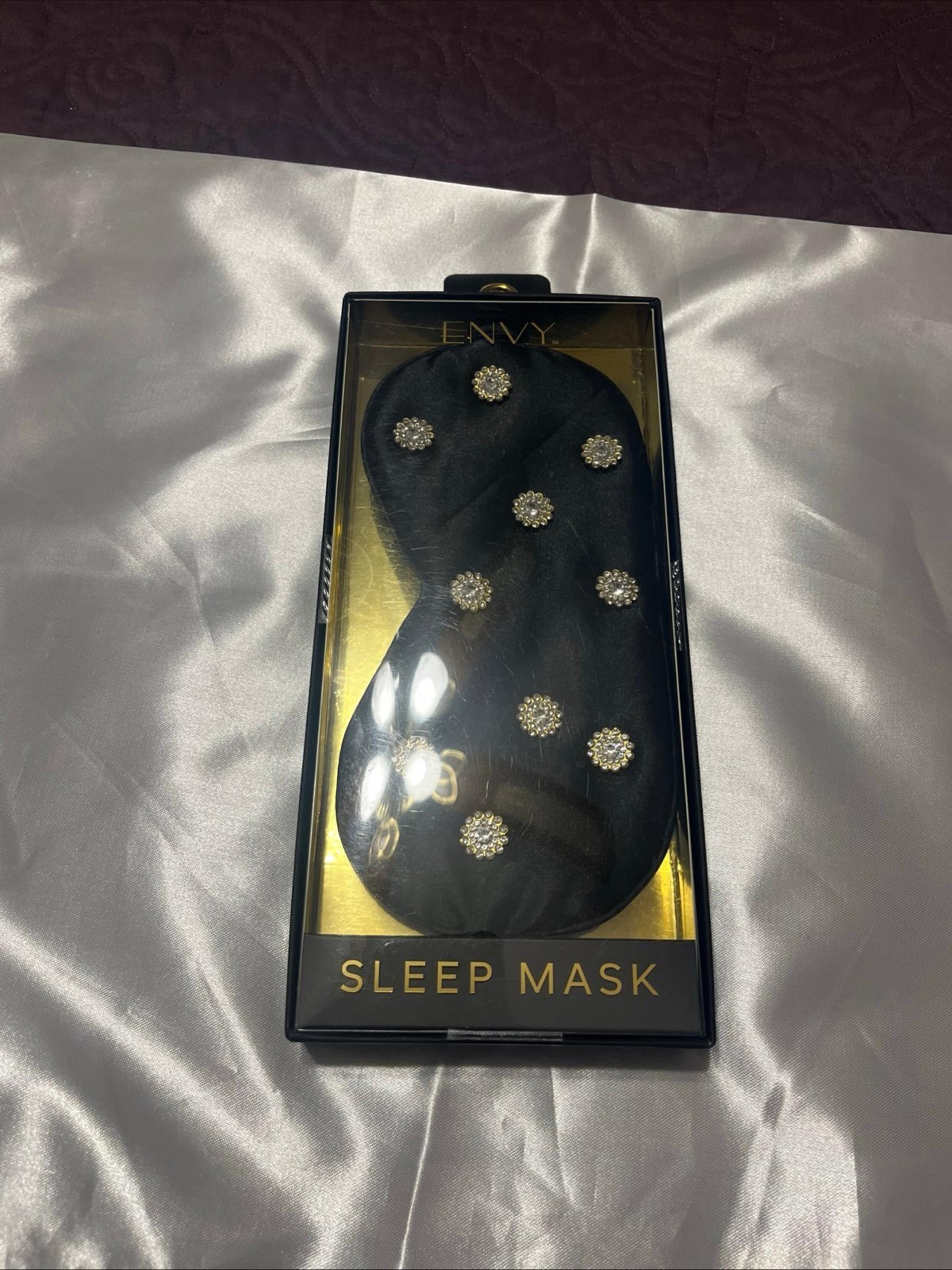 Envy Bling Black Satin Charmeuse Sleep Mask—New