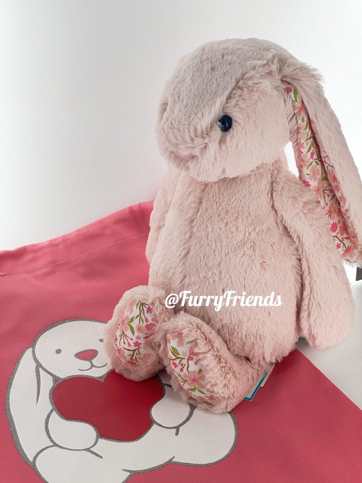 NWT Jellycat Blossom Blush Bunny 'Cherry' medium include heart bunny dust bag