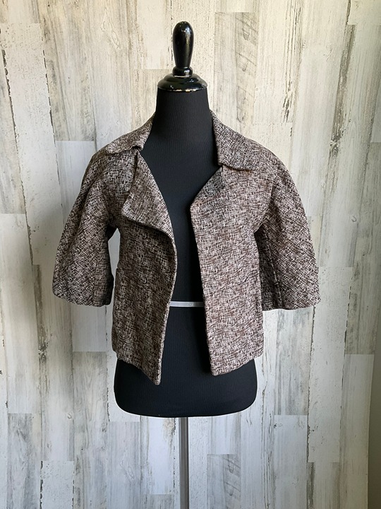 Marni US Size 2 Cotton Crop Blazer Short Sleeve EU Size 38 Brown Print