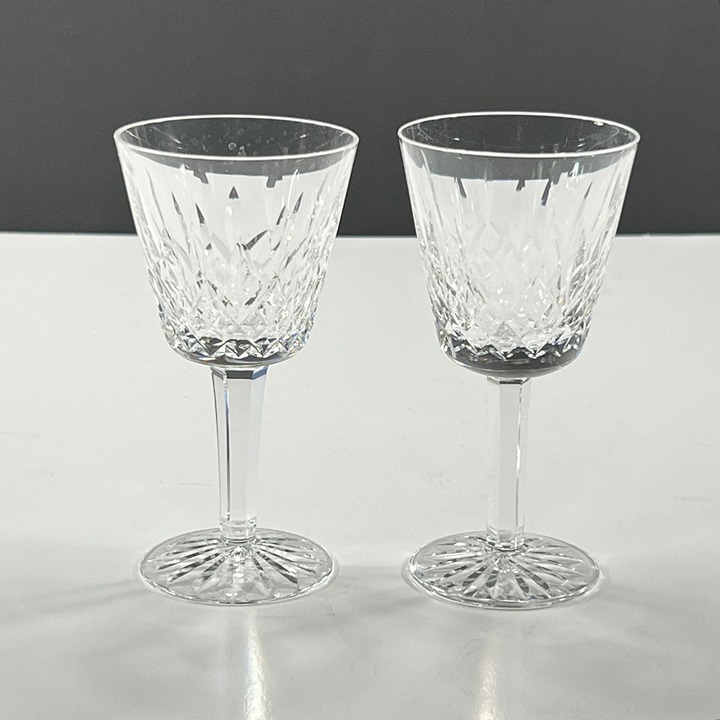 Waterford Lismore Crystal Claret Wine Glasses Set of 2 Stemware Barware 5 7/8