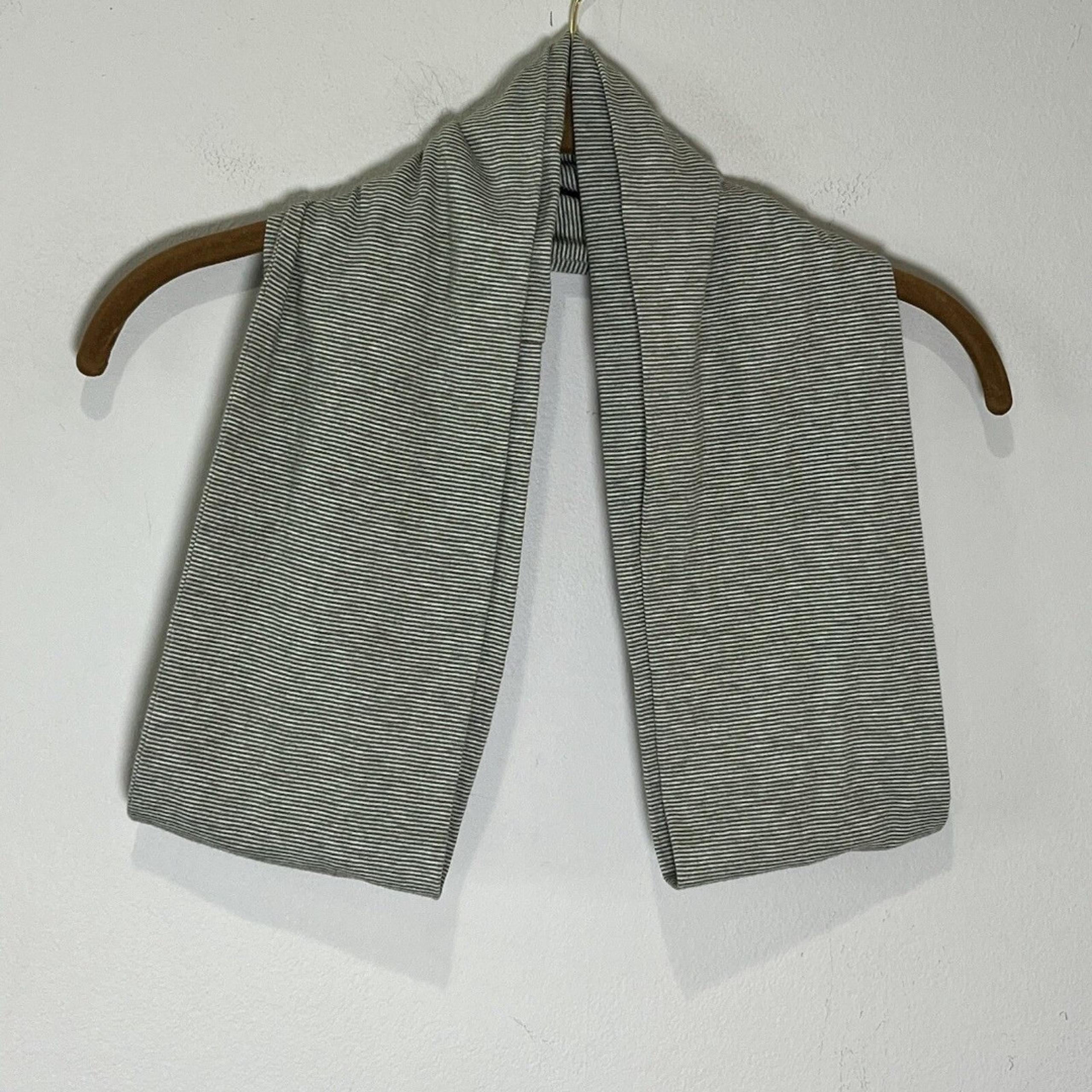 Eileen Fisher Infinity Scarf Sage Green White Striped Cotton Cowl Neck 32”