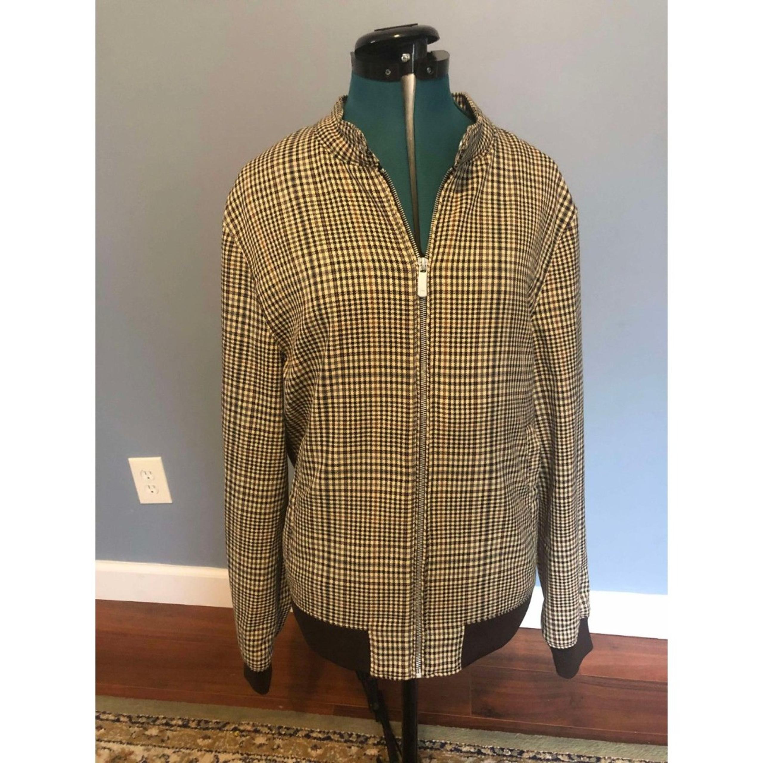 ZARA Men's Check Plaid Bomber Fall Brown Jacket, size M