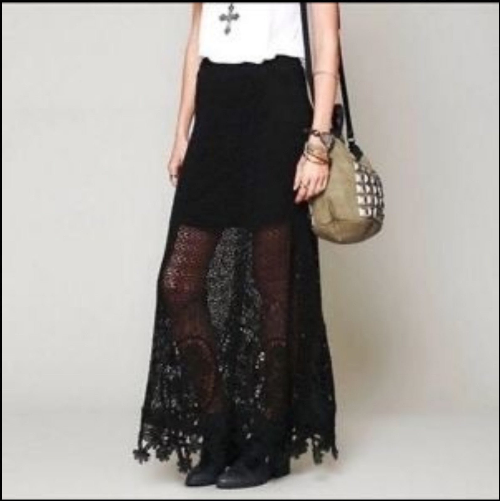 Free People Mi Amore Crochet Lace Maxi Skirt