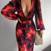 Runaway The Label Karma Midi Dress Flame Black Red Orange Tropical Size Small