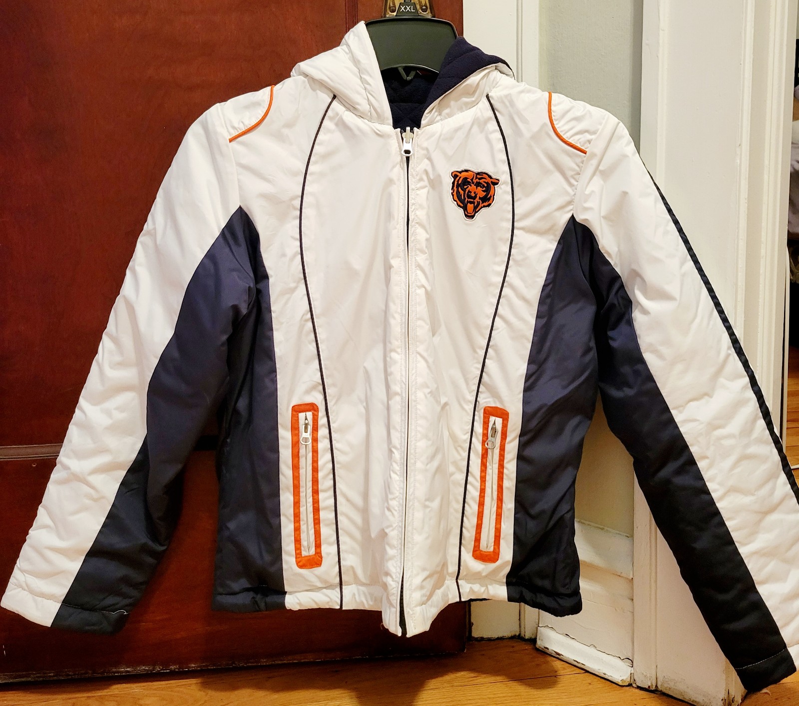 NFL Chicago Bears Jacket White and Blue REVERSIBLE Women's Size M