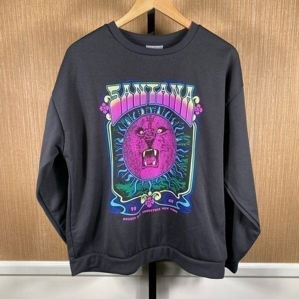 Carlos by Carlos Santana Women's Graphic Lion Phantom Sweatshirt Black Large