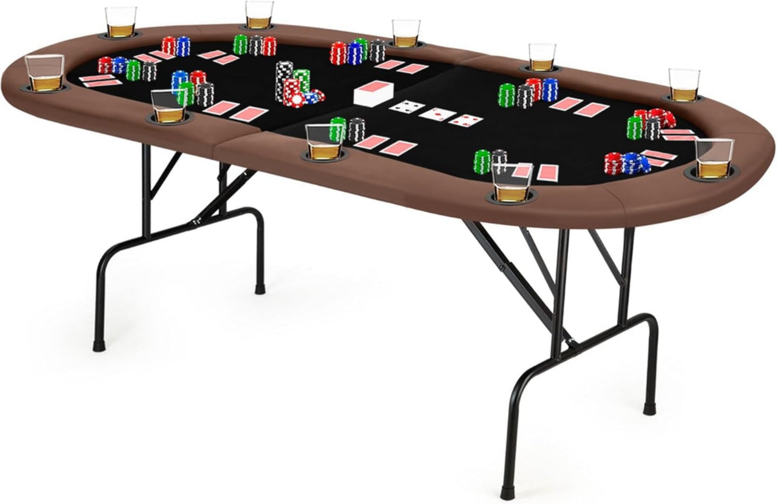 Portable Poker Table Foldable 10 Player Texas Holdem Poker Table