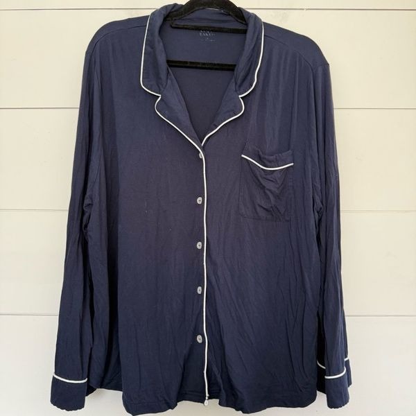 Cozy Earth Women’s XL Navy Blue Button Down Pajama Top