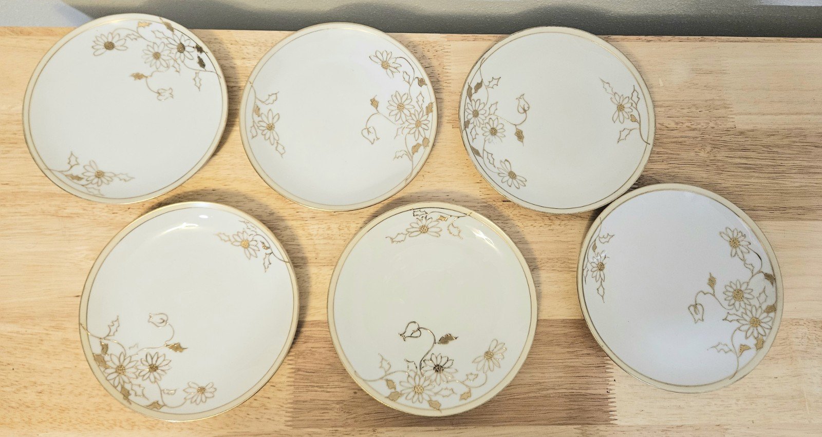 Noritake Nippon Hand Painted Bread Butter Plate Floral Gold Moriage 6 Set Of 6