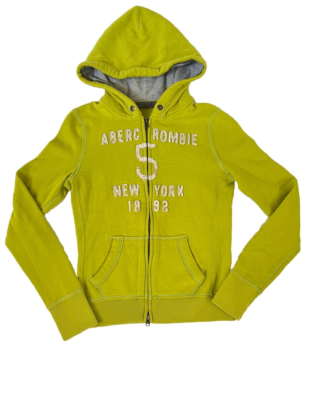 Vintage Abercrombie Size XL Hoodie Sweatshirt Lime Green A&F Preppy Double Zip