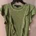 VERONICA BEARD Bea Space Dye Ruffle Cotton T-Shirt NWOT Size Large
