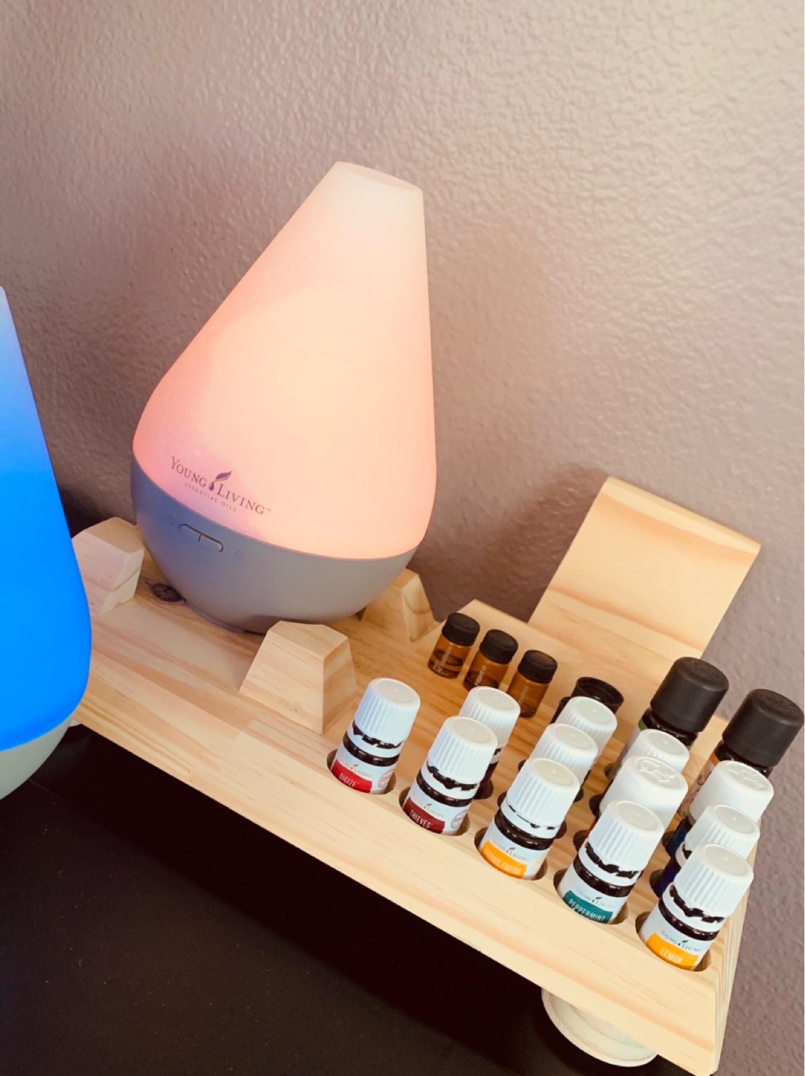 Young Living Diffuser, Essential Oils and Wood stand
