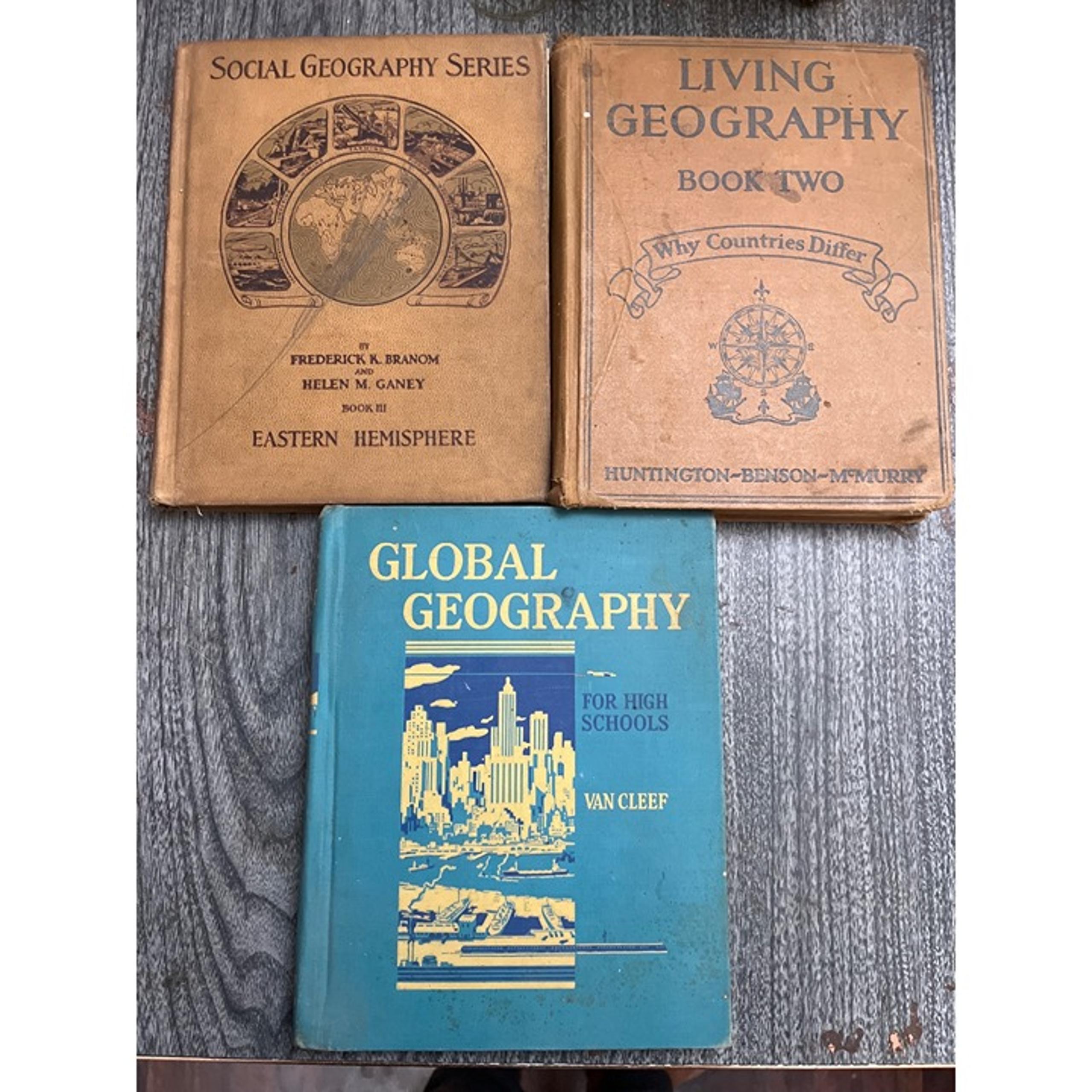 Living Global Social Geography Antique Vintage School Art Decor Crafting Books
