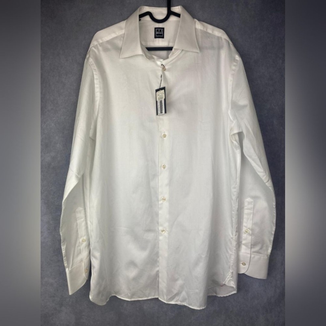 IKE BEHAR Men's Sz 16 1/2 Button Down office career Shirt Long Sleeve White