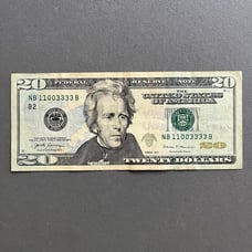 Fancy Serial Number 20 Dollar Bill