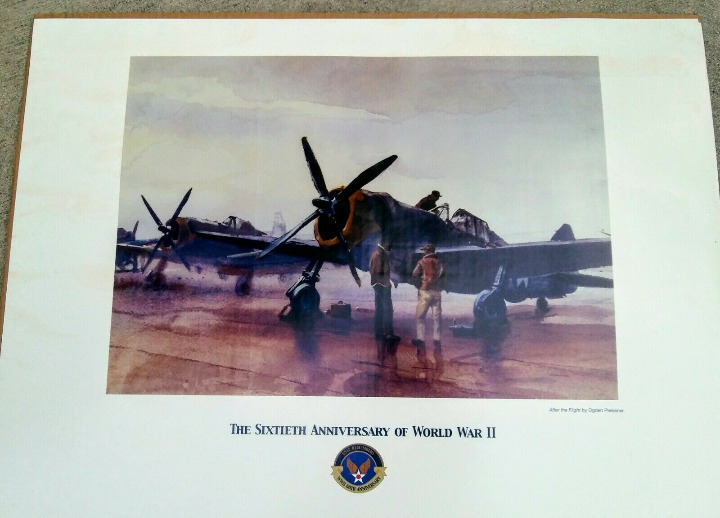 Ogden Pleissner 60TH ANNIVERSARY WWII WORLD WAR II 14 USAF ART PRINT 18" X 24"
