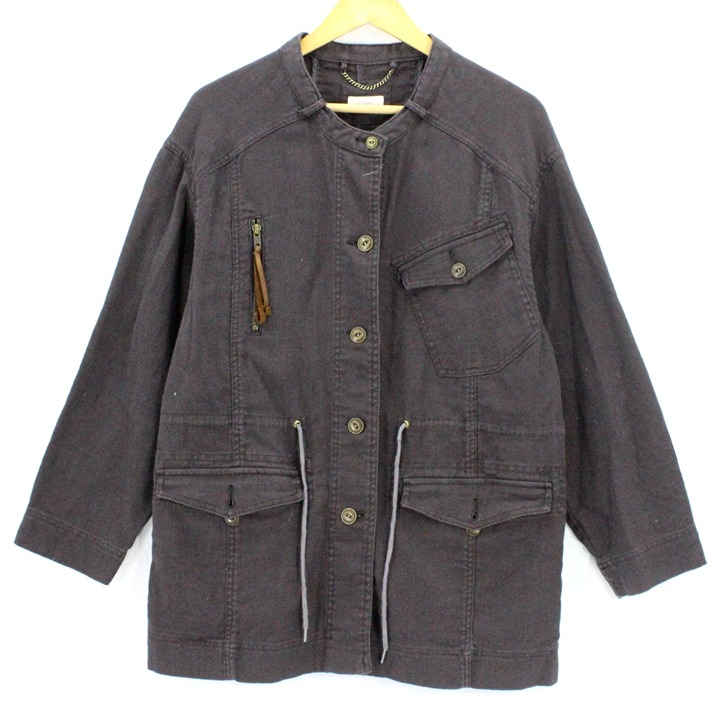 Wrap London Military Jacket Women's Casual Gray Long Sleeve Full Zip Size 10
