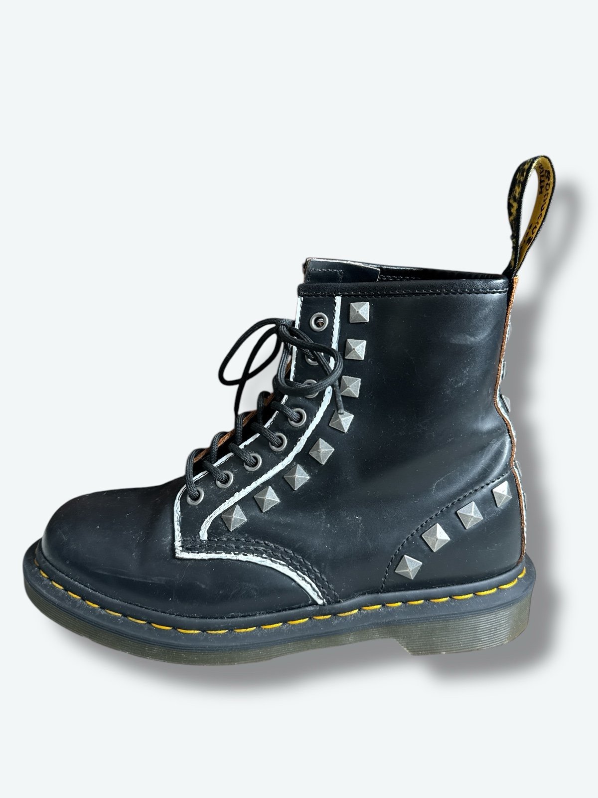 Preloved Doc Marten studded and chalked combat boots