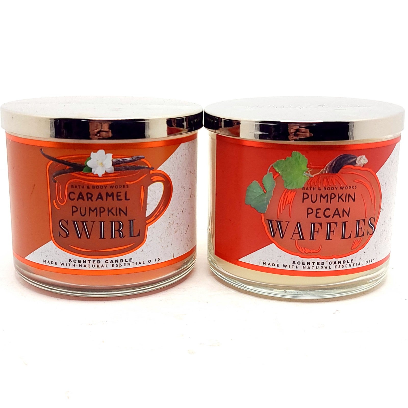 Bath and Body Works candle Caramel Pumpkin Swirl & Pumpkin Pecan Waffles 3-wick
