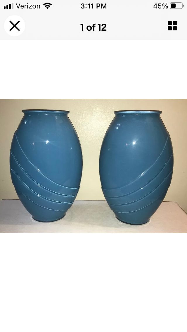 Pair Large Vintage Art Deco Floor Vases