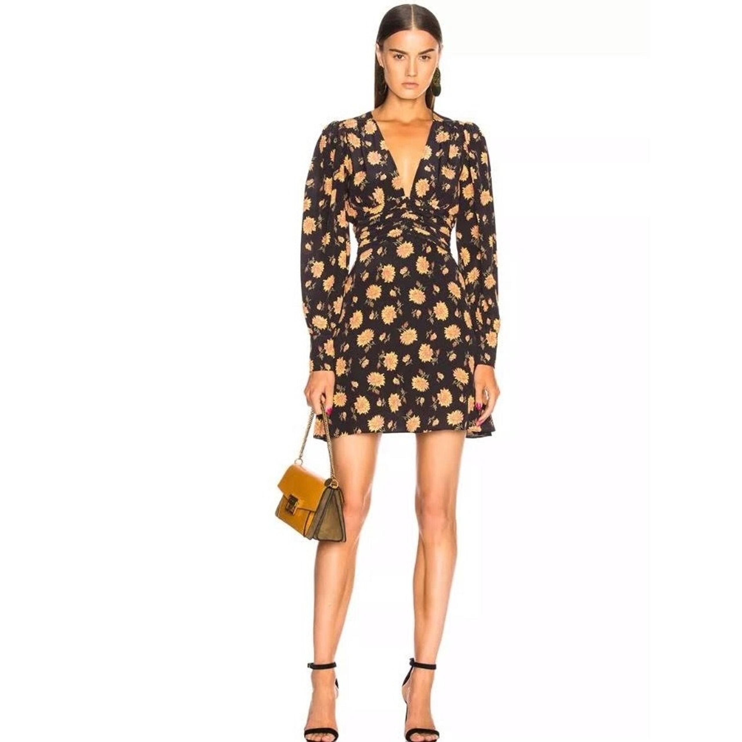 Veronica Beard Marion Ruched Floral Print Washed-Silk Mini Dress