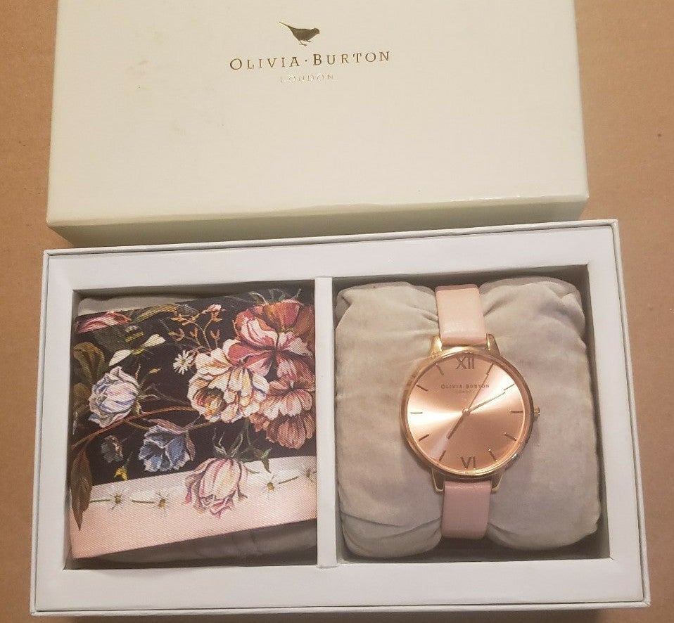 Olivia Burton Watch With 34mm RoseGold Face Pink Leather Band