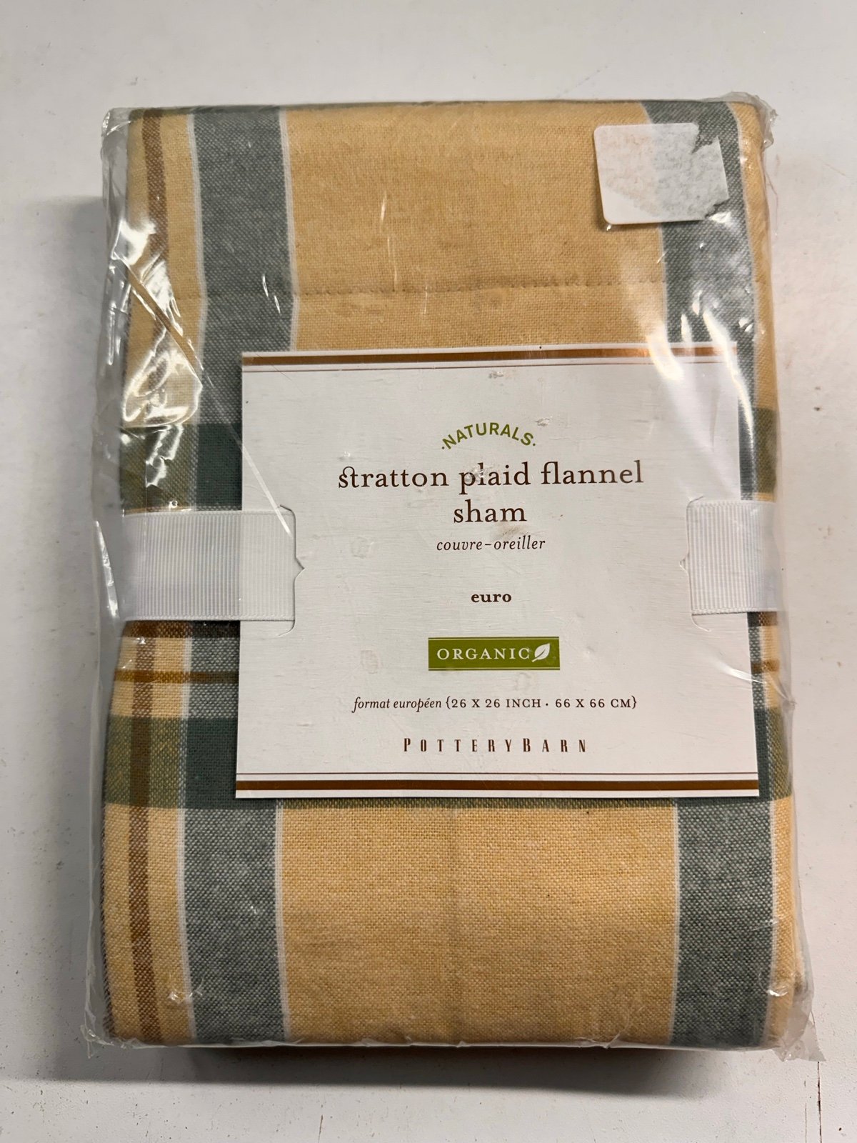 Pottery Barn 26 x 26 Naturals Stratton Plaid Flannel Sham Pillow Case