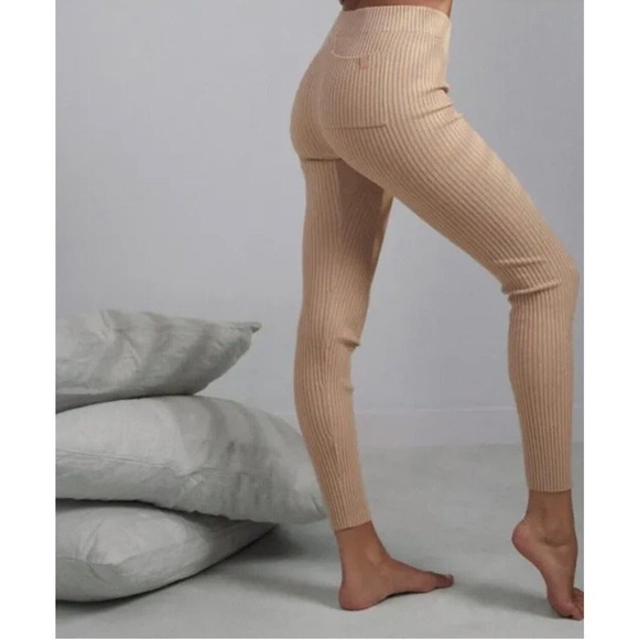 Lunya Cozy Cotton Silk Ribbed Leggings Tranquil Tan Beige Size Large New In Bag