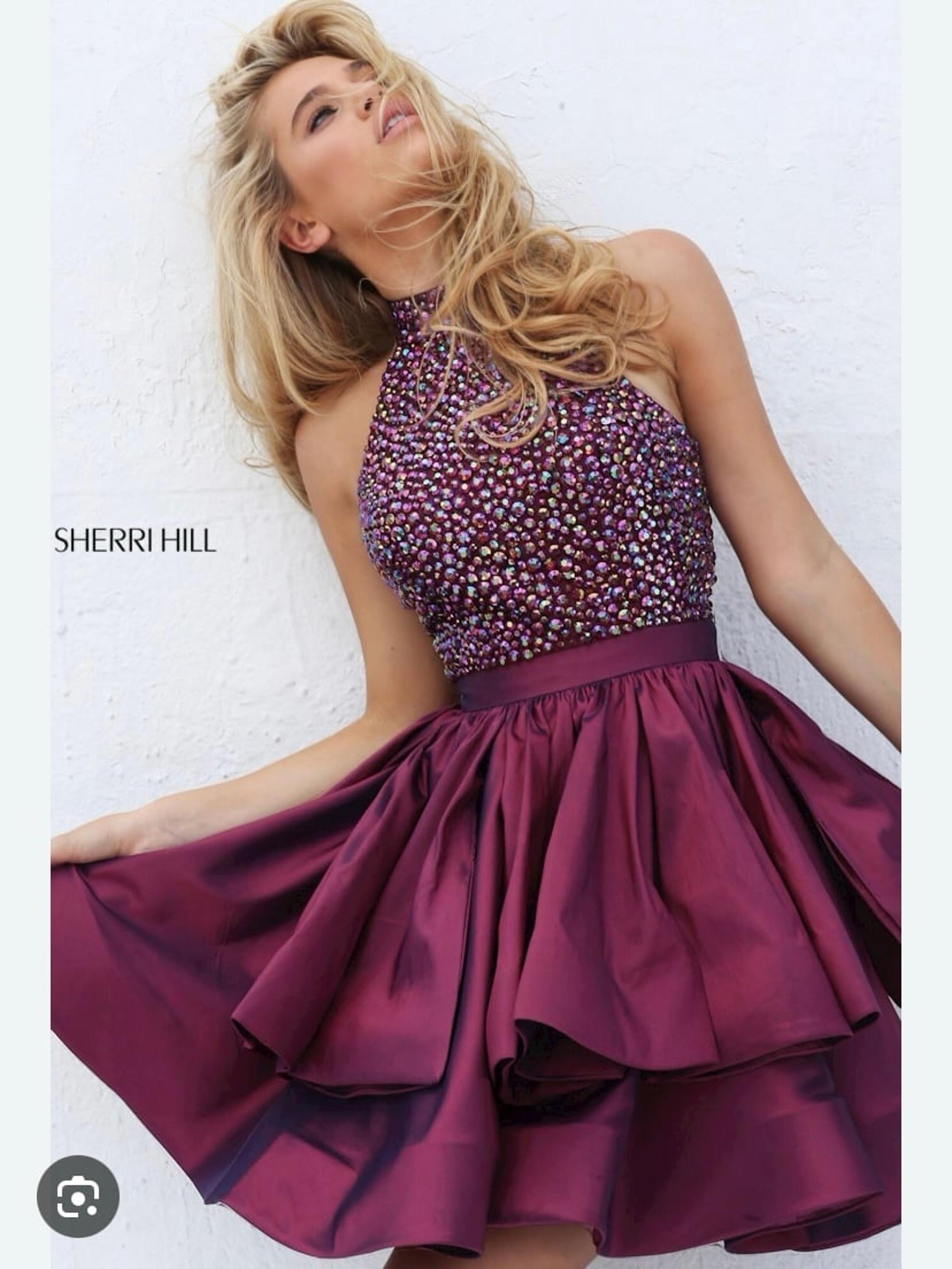 Sherri Hill Burgundy Cocktail Homecoming Dress Sz 2