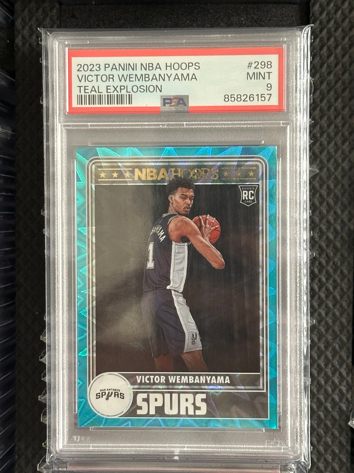 Victor Wembanyama Hoops Teal Explosion Rookie PSA 9
