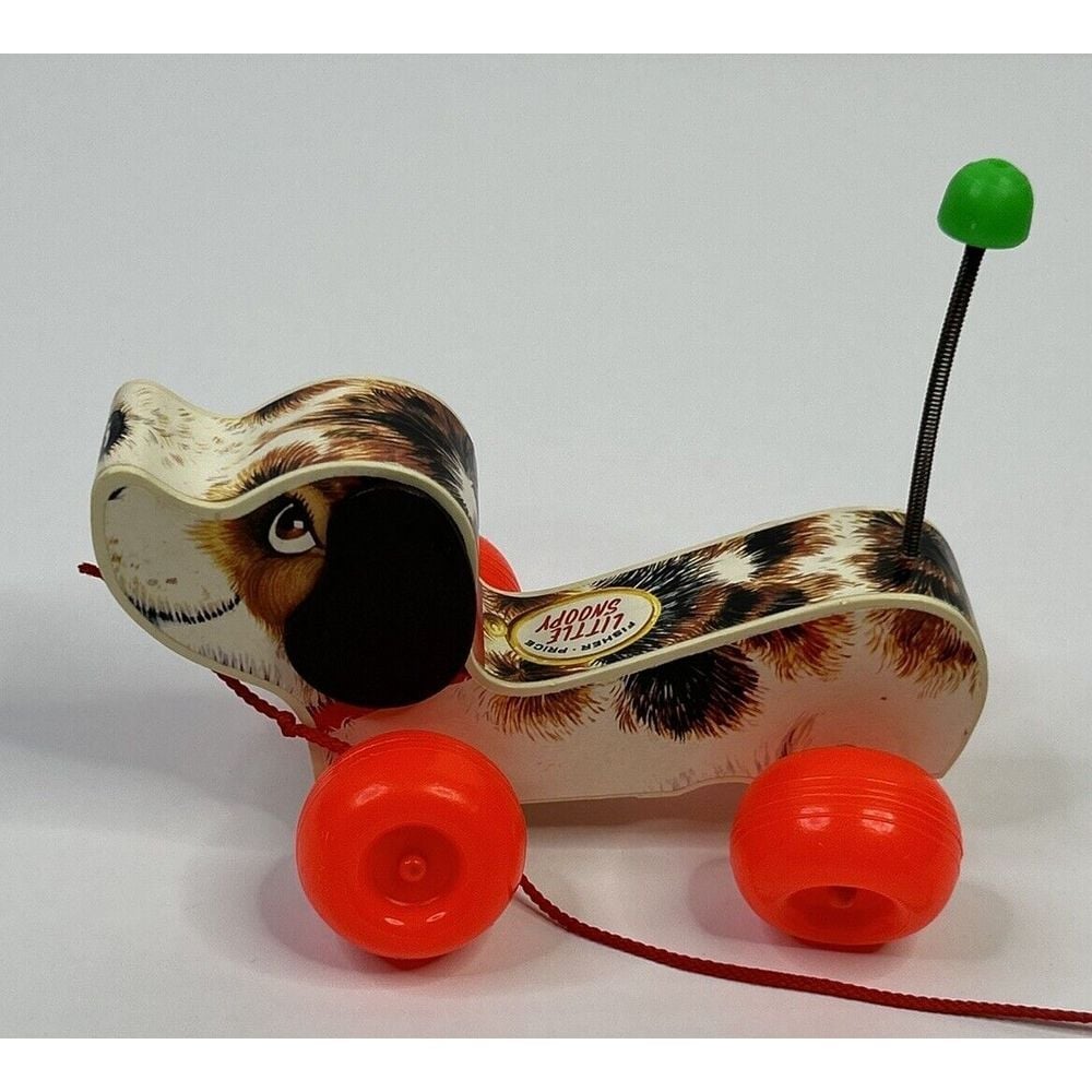 Vintage Retro Fisher Price 1965 Little Snoopy Plastic Pull Along Toy Dog