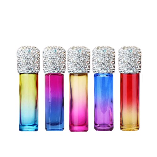 5 Rhinestone Gradient Glass Bottle Roll-Ons for Oils