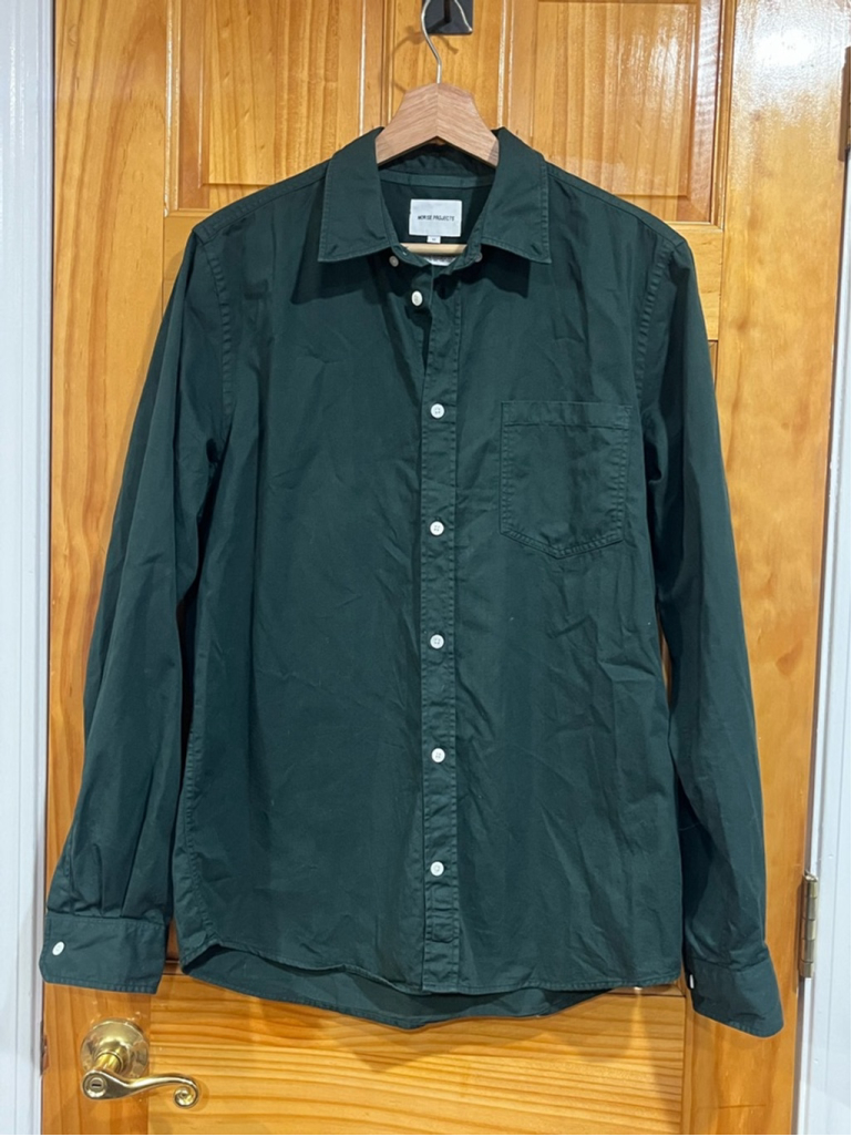 Men's Norse Projects Canvas Green Anton Light Twill Button Down Cotton Shirt