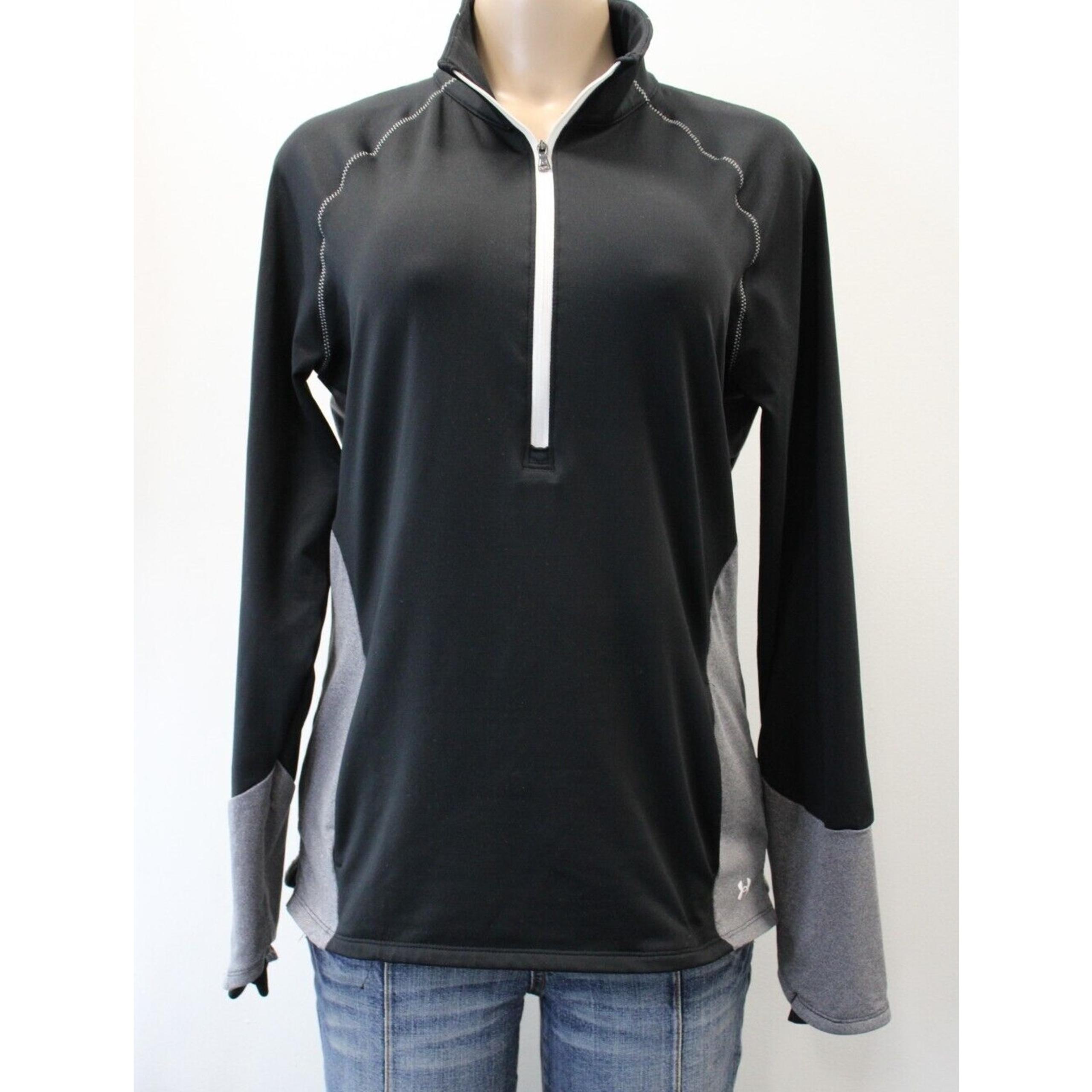 Under Armour ColdGear Long Sleeve Women's Large Black Stretch Fitted Half Zip