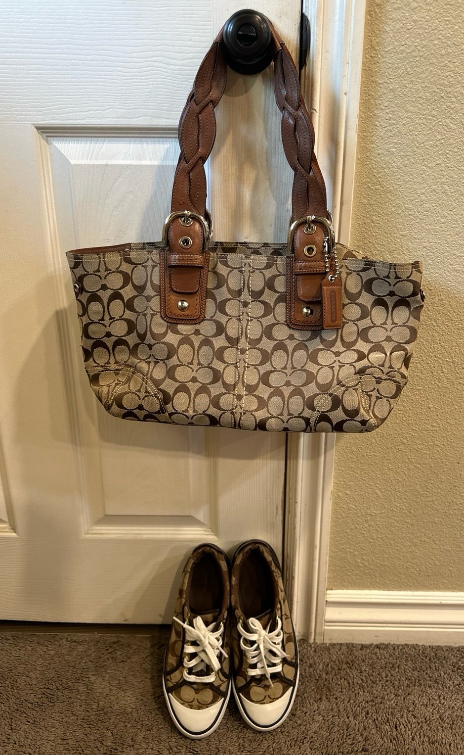 Coach Canvas Tote with Learher Handles + matching shoes