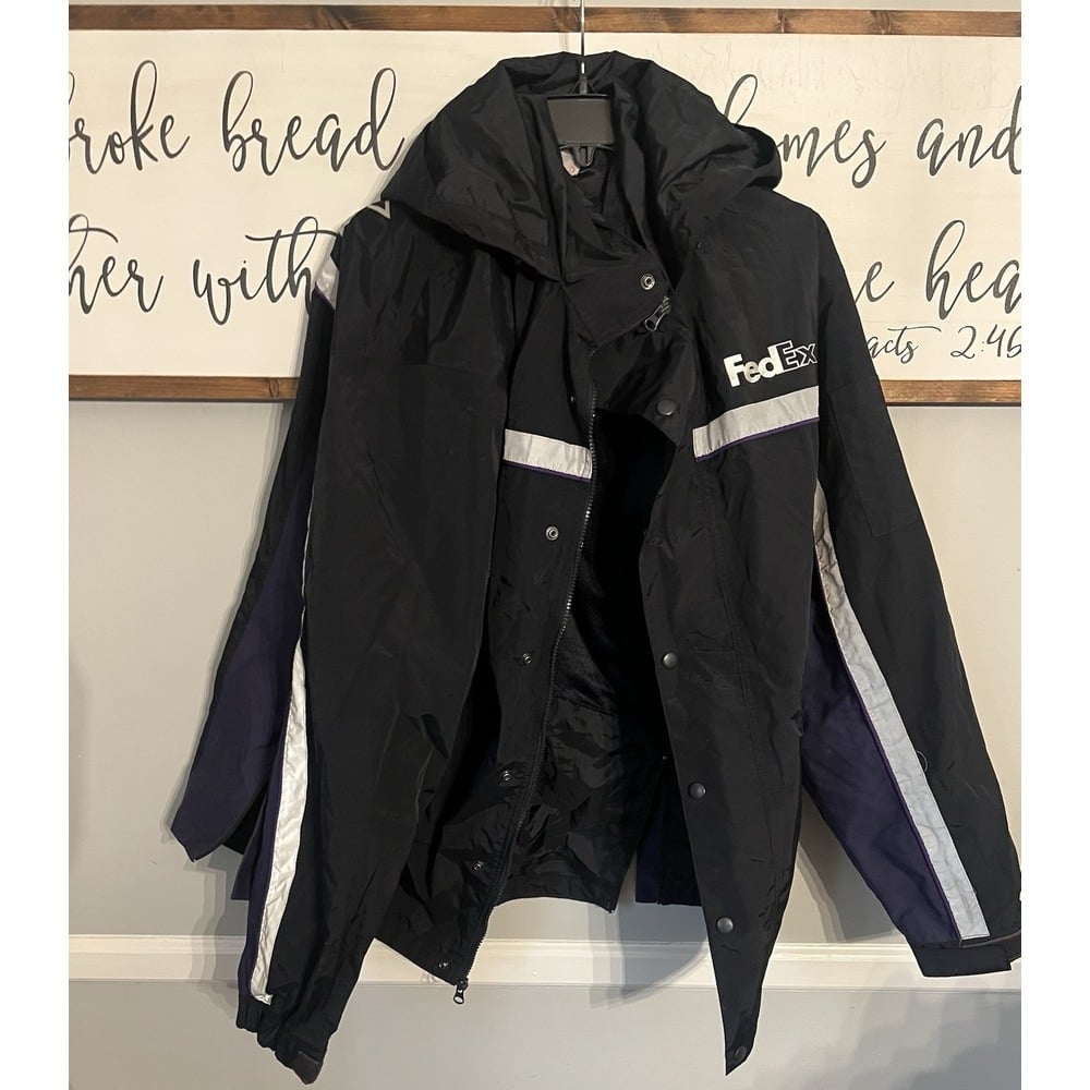 Fedex Stan Herman VF Imagewear Reflective Rain Coat Windbreaker Size? READ L/XL?