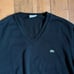 Mens Lacoste V Neck Pullover Sweater Black 100% Cotton sz 6 (XL)