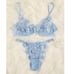 Baby Blue Applique Lace Underwire Thongs Lingerie Set Sexy Sets L1