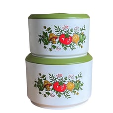 Vintage Sterilite Canisters Vegetable Mushroom Design Green Lid Cover Stackable