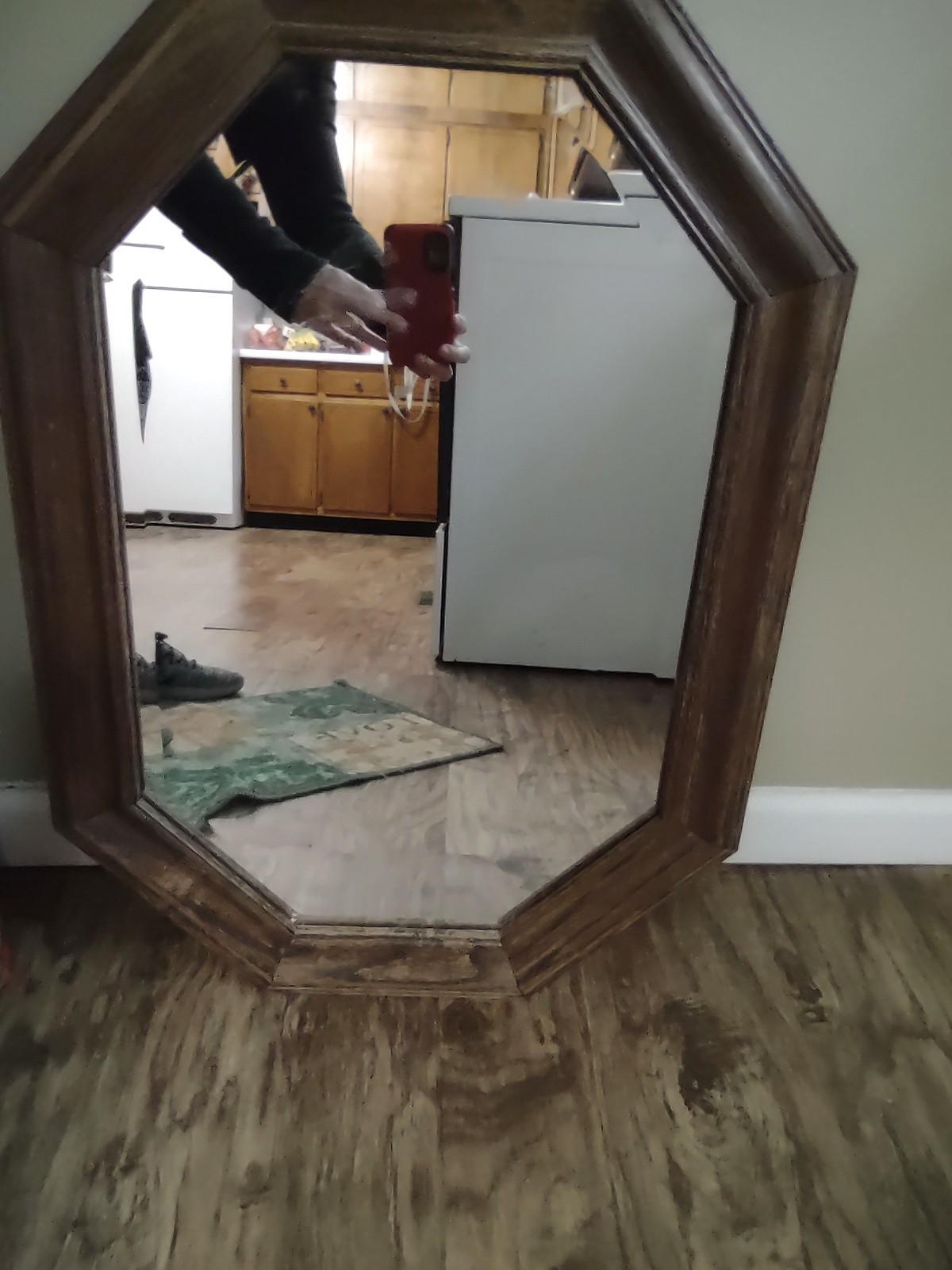 Large octagon shaped mirror