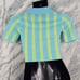 Keyhole Stripe Knit Polo Crop Top XS Blue Green Organic Cotton Sustainable NWT