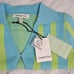 Keyhole Stripe Knit Polo Crop Top XS Blue Green Organic Cotton Sustainable NWT