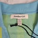 Keyhole Stripe Knit Polo Crop Top XS Blue Green Organic Cotton Sustainable NWT
