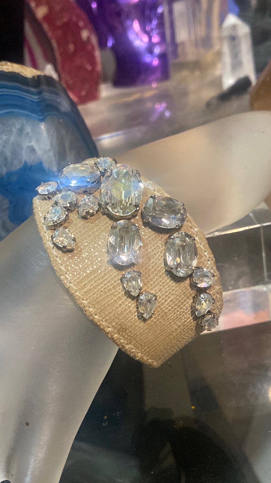 Bracelet Leather with Rhinestones