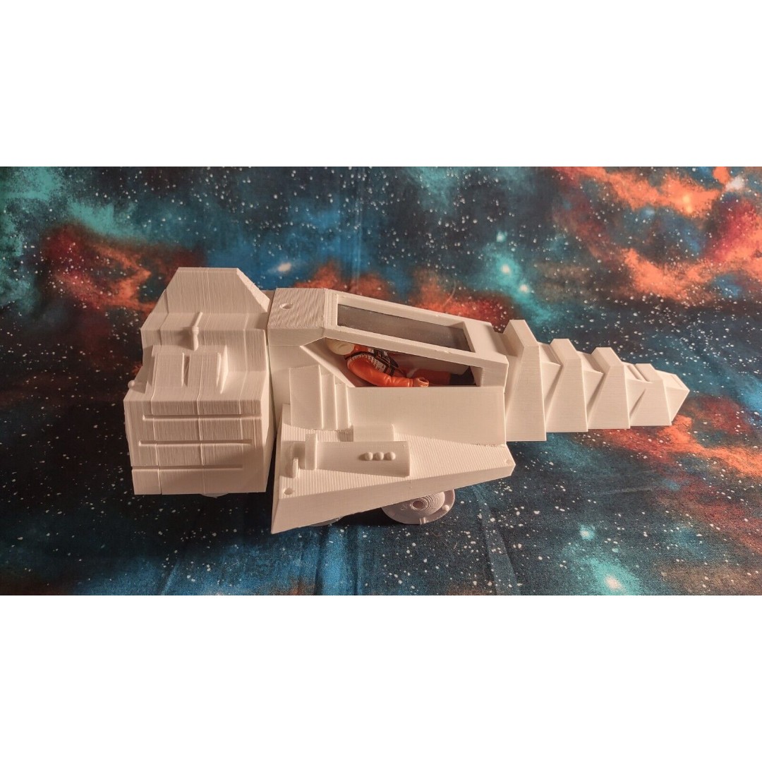 3D Printed Spaceship Vehicle Alpha for 3.75 in Action Figures Wheels Work Lights