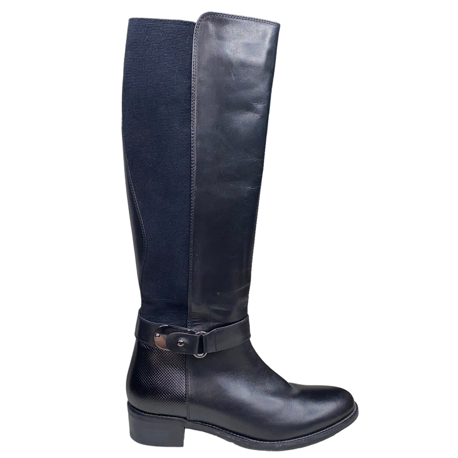 Aquatalia Women's Black Leather 2 Tone Riding Boots Size 5.5